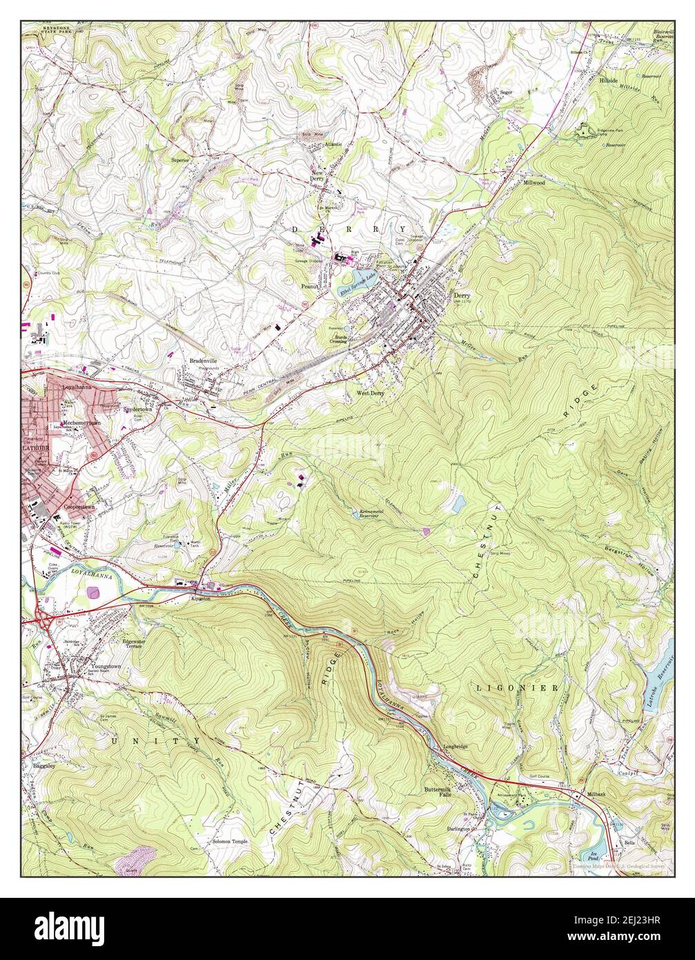Derry, Pennsylvania, map 1964, 124000, United States of America by