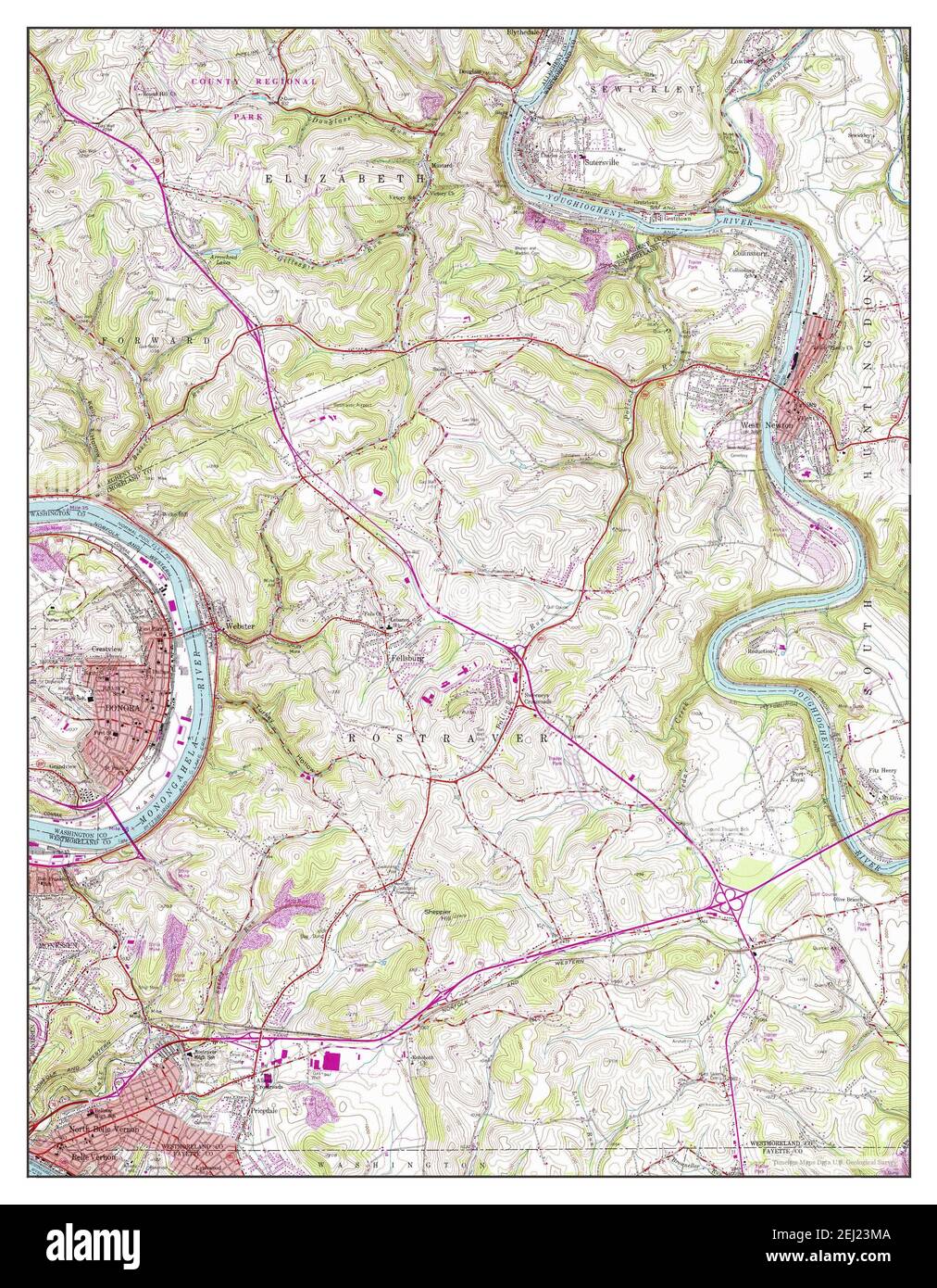 Donora, Pennsylvania, map 1954, 124000, United States of America by