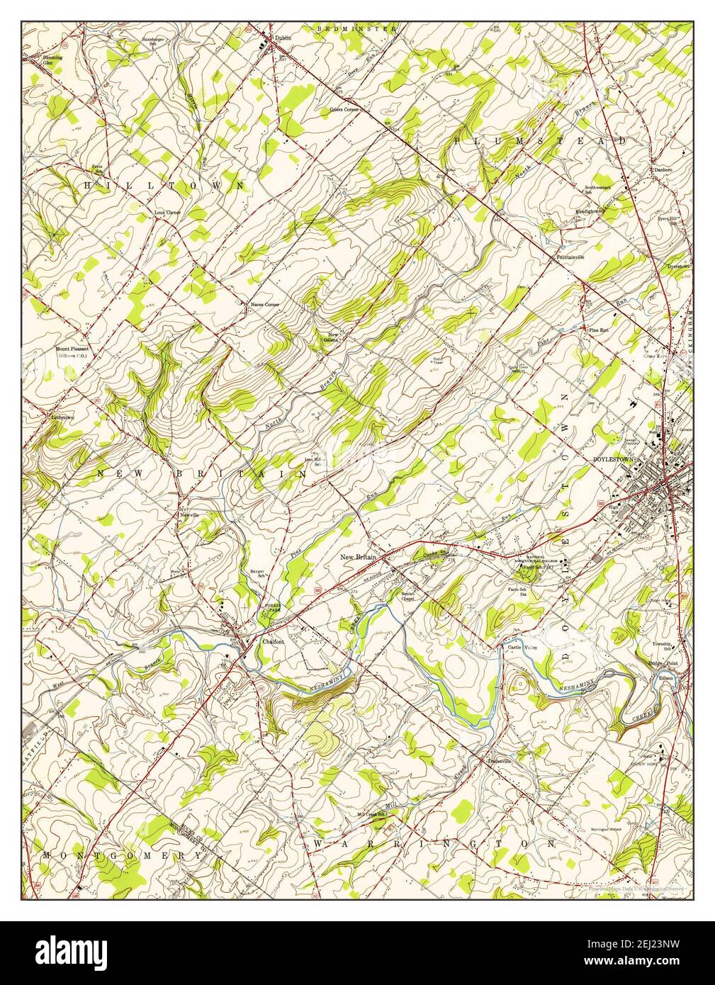 Doylestown, Pennsylvania, map 1953, 124000, United States of America