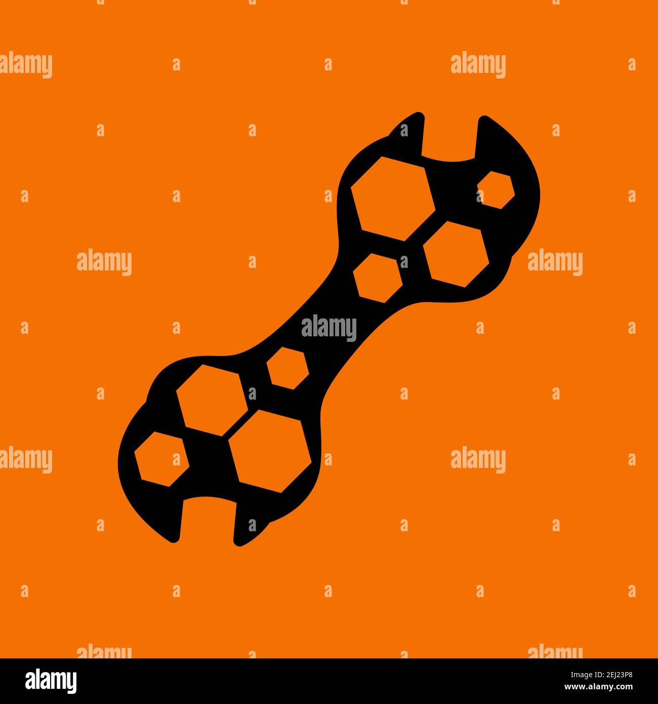 Bike Spanner Icon. Black on Orange Background. Vector Illustration. Stock Vector
