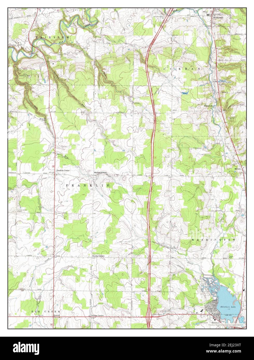 Edinboro North, Pennsylvania, map 1967, 1:24000, United States of America by Timeless Maps, data U.S. Geological Survey Stock Photo