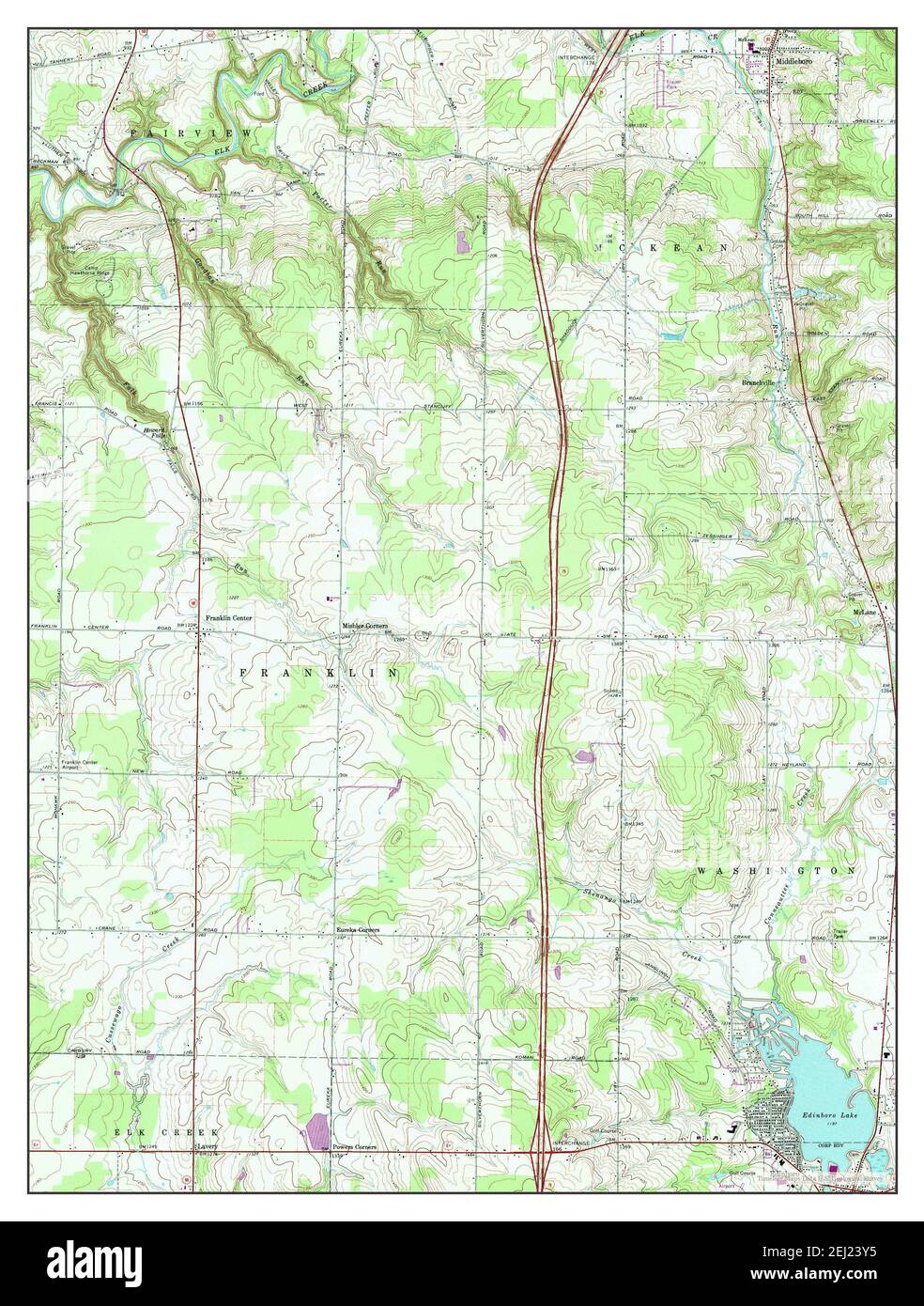 Edinboro North, Pennsylvania, map 1967, 1:24000, United States of America by Timeless Maps, data U.S. Geological Survey Stock Photo