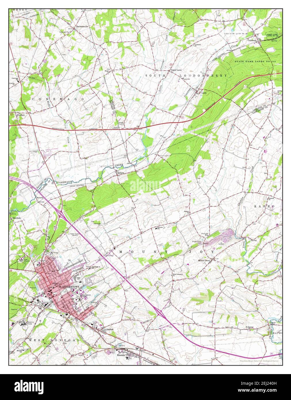 Elizabethtown, Pennsylvania, map 1964, 124000, United States of
