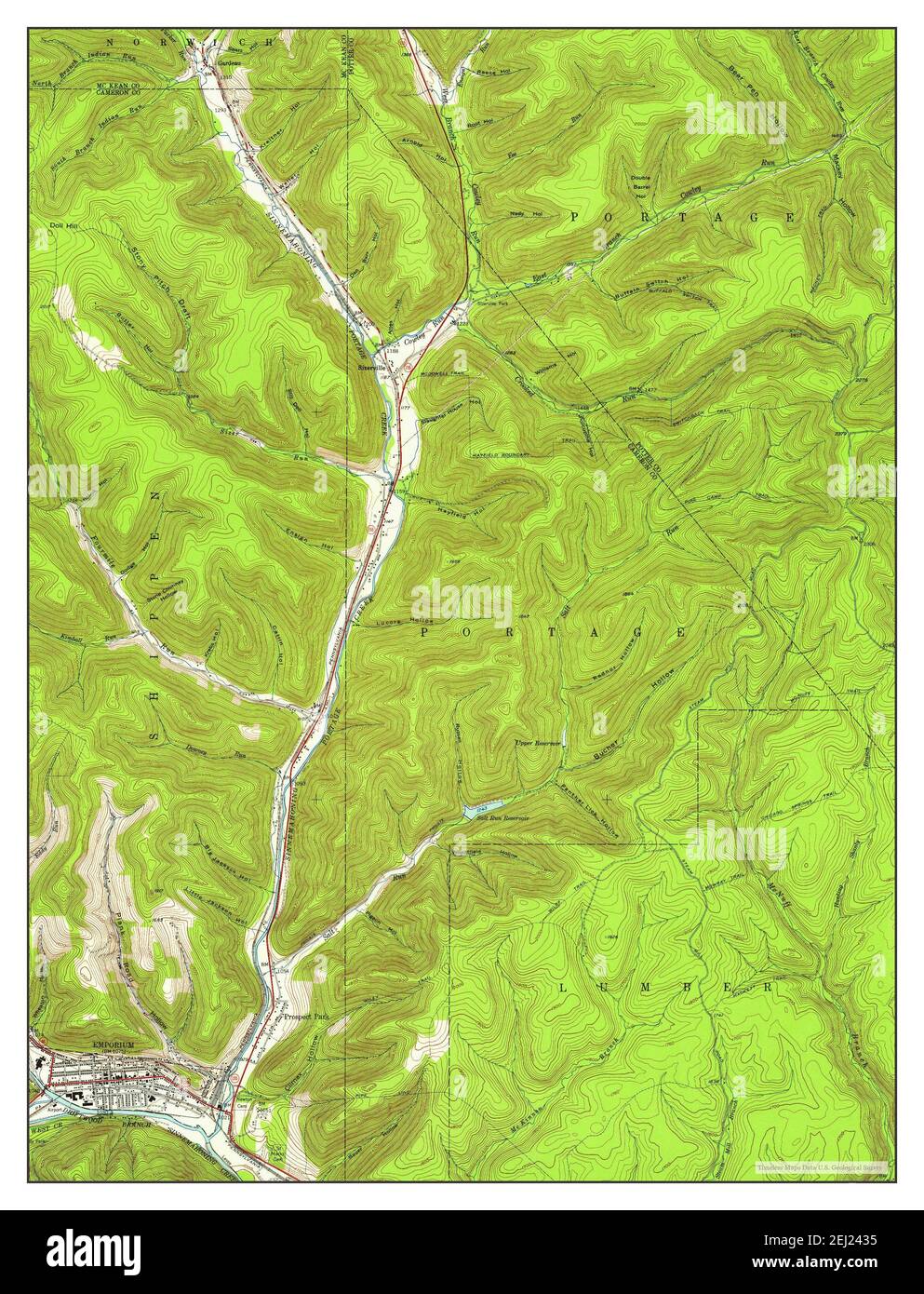 Emporium, Pennsylvania, map 1948, 124000, United States of America by