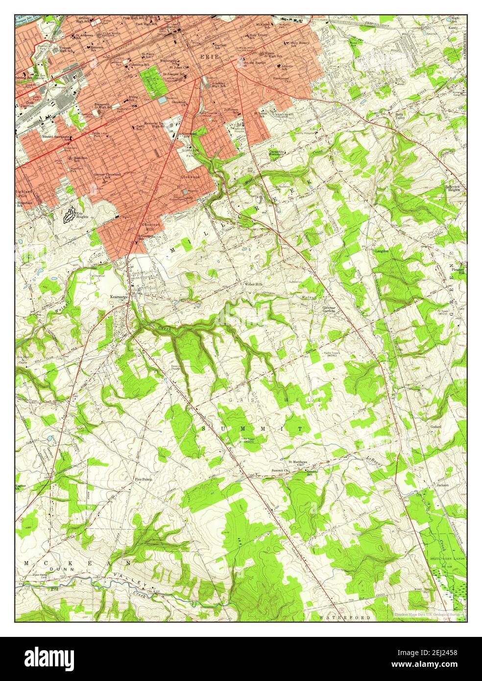 Erie South, Pennsylvania, map 1957, 1:24000, United States of America by Timeless Maps, data U.S. Geological Survey Stock Photo