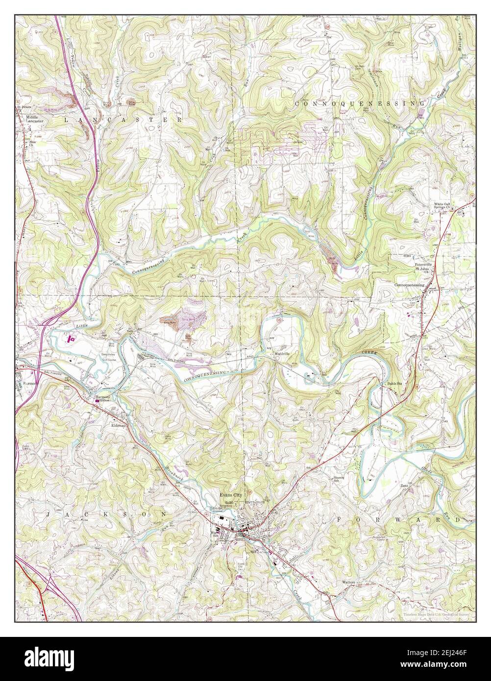 Evans City, Pennsylvania, map 1958, 124000, United States of America