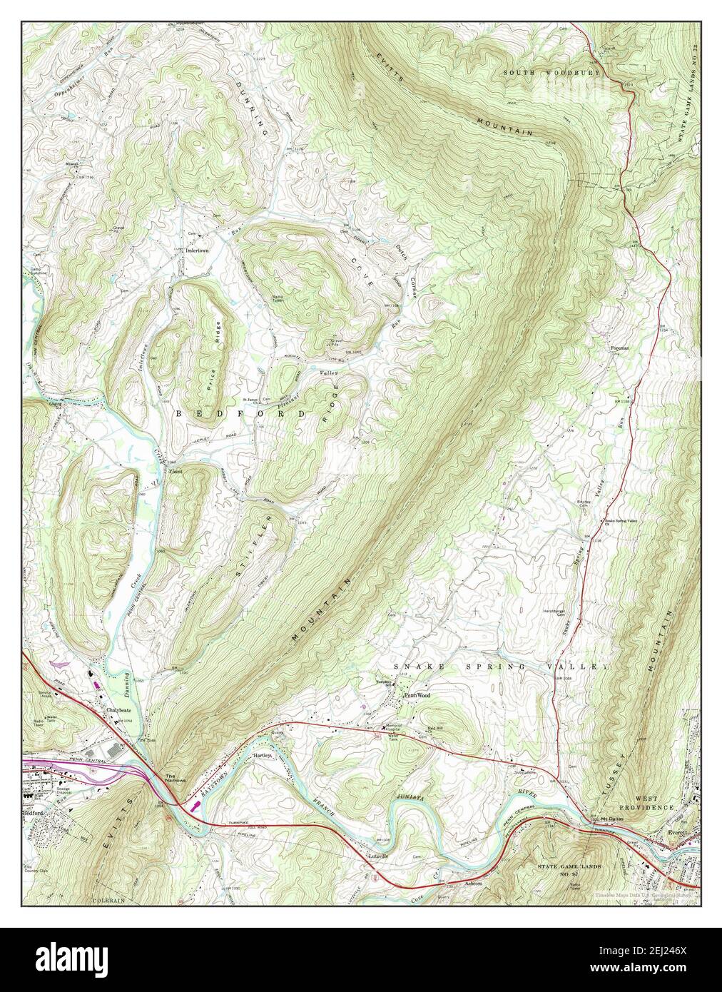 Everett West, Pennsylvania, map 1968, 124000, United States of America