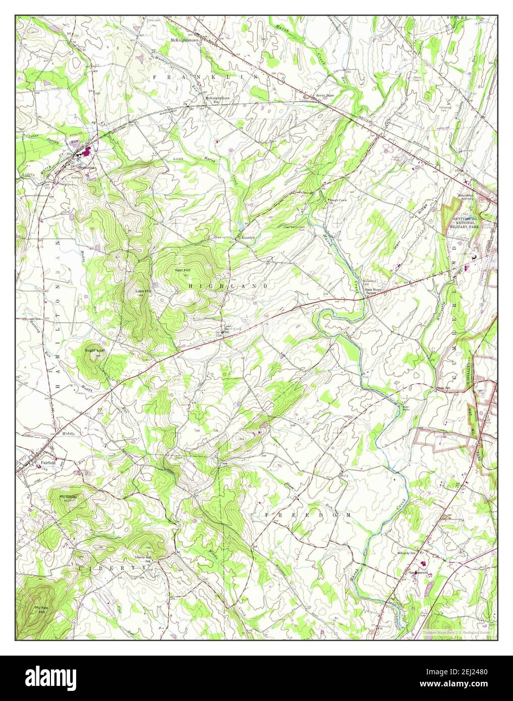 Fairfield, Pennsylvania, map 1951, 124000, United States of America by