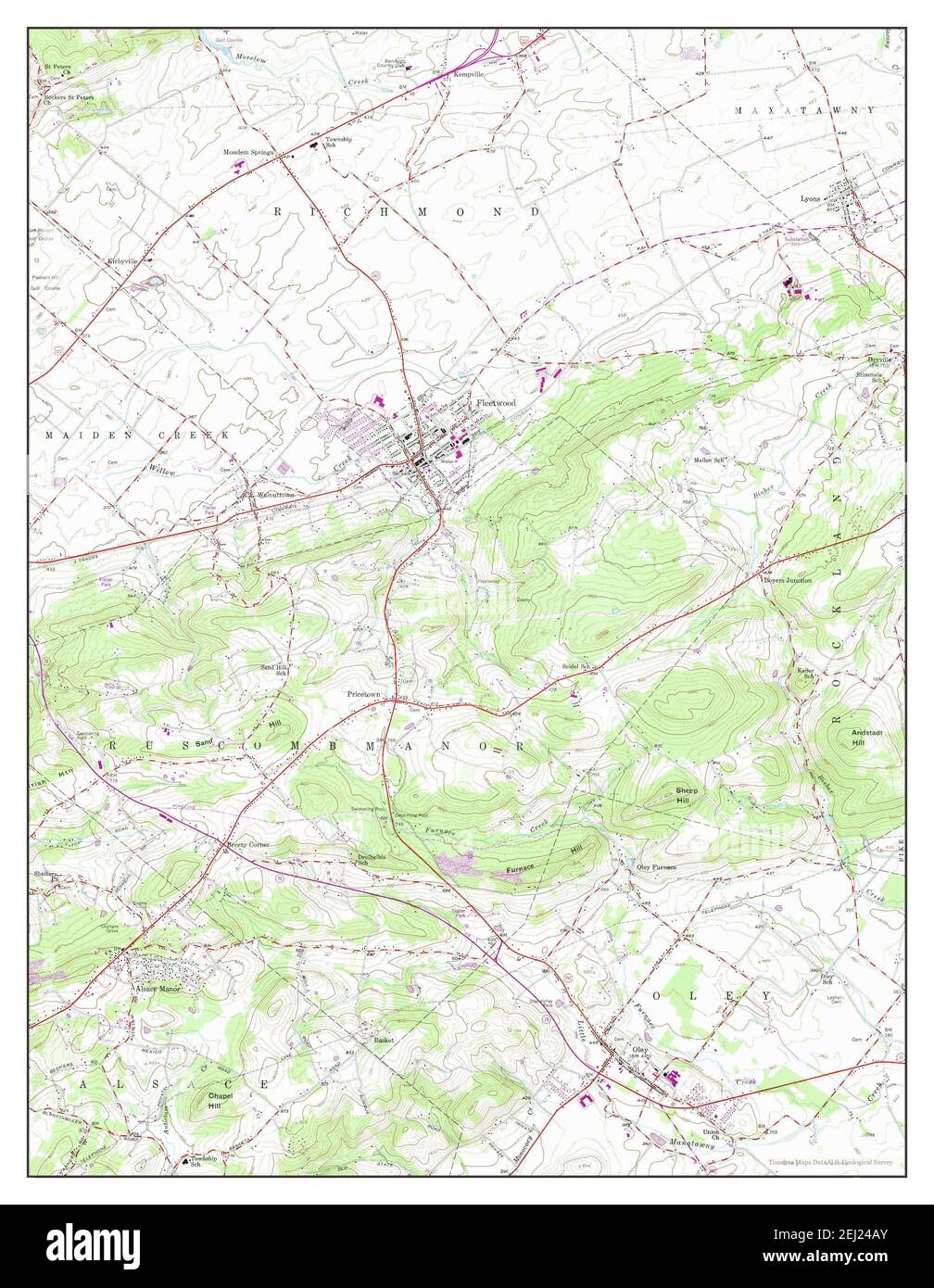 Fleetwood, Pennsylvania, map 1956, 124000, United States of America by Timeless Maps, data U.S