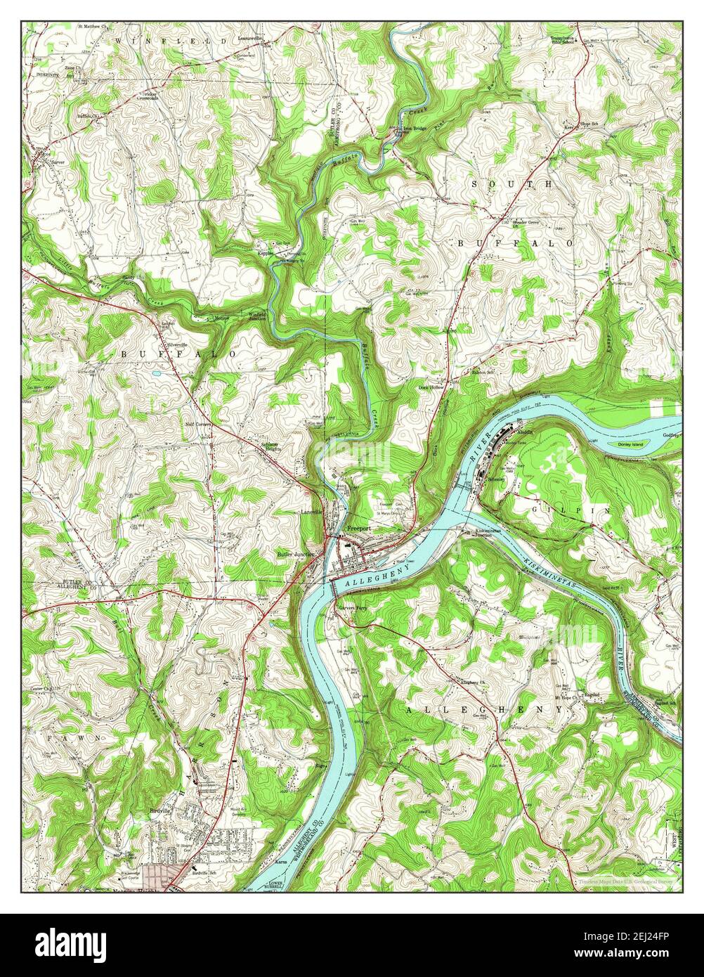 Freeport, Pennsylvania, map 1953, 124000, United States of America by