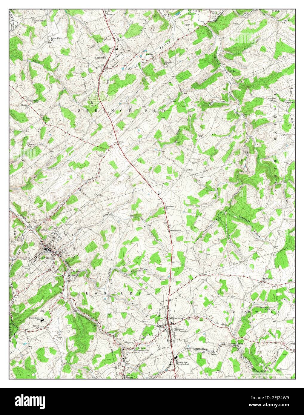Glen Rock, Pennsylvania, map 1954, 124000, United States of America by
