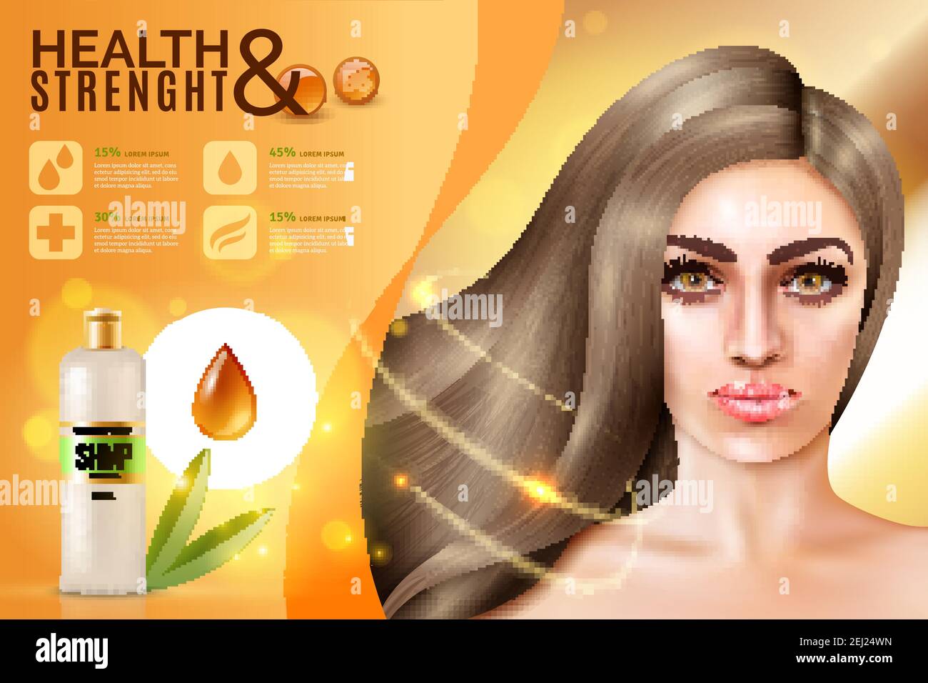 Realistic commercial background with oil contained hair cosmetics and