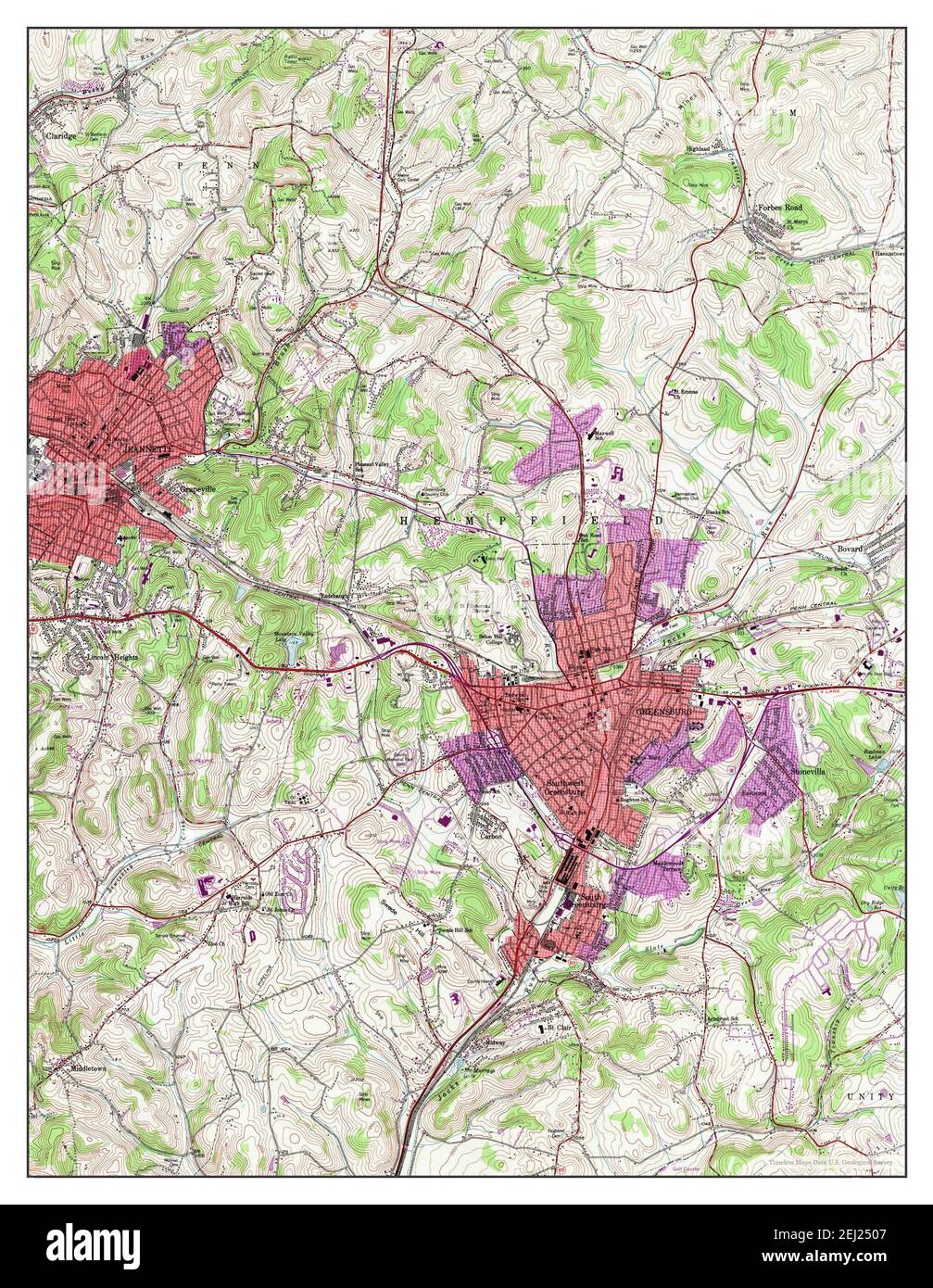 Greensburg, Pennsylvania, map 1954, 124000, United States of America
