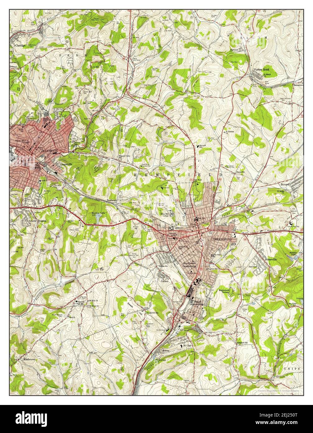 Greensburg, Pennsylvania, map 1954, 124000, United States of America by Timeless Maps, data U.S