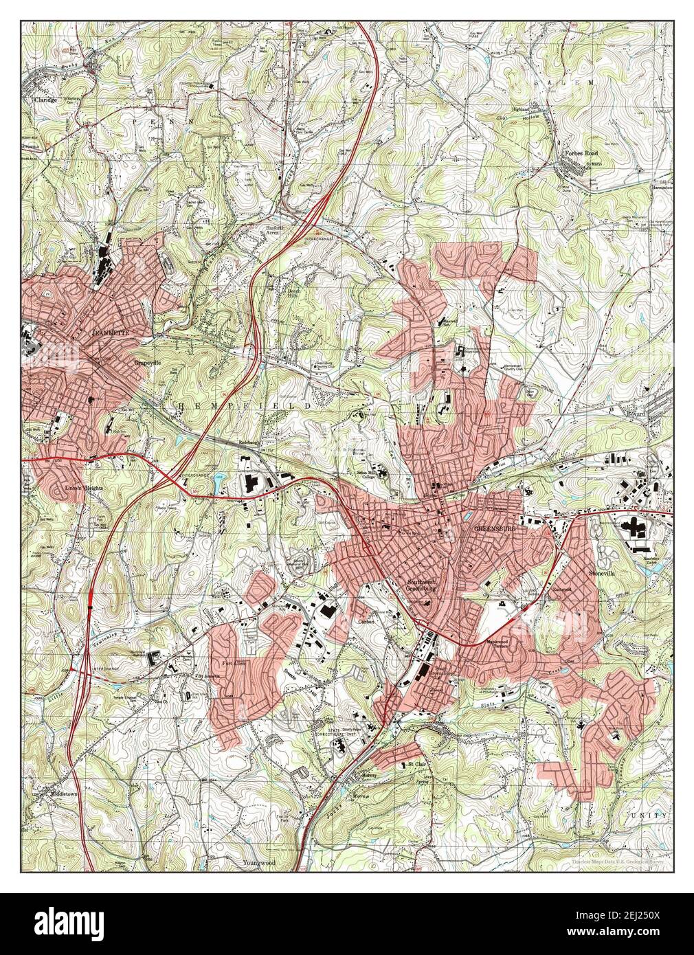 Greensburg, Pennsylvania, map 1993, 124000, United States of America by Timeless Maps, data U.S