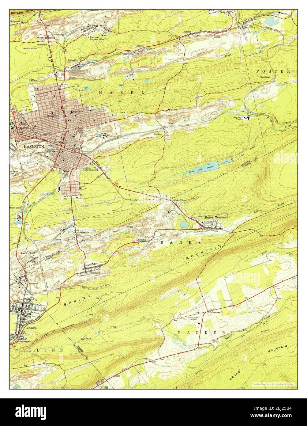 Hazleton, Pennsylvania, map 1950, 124000, United States of America by