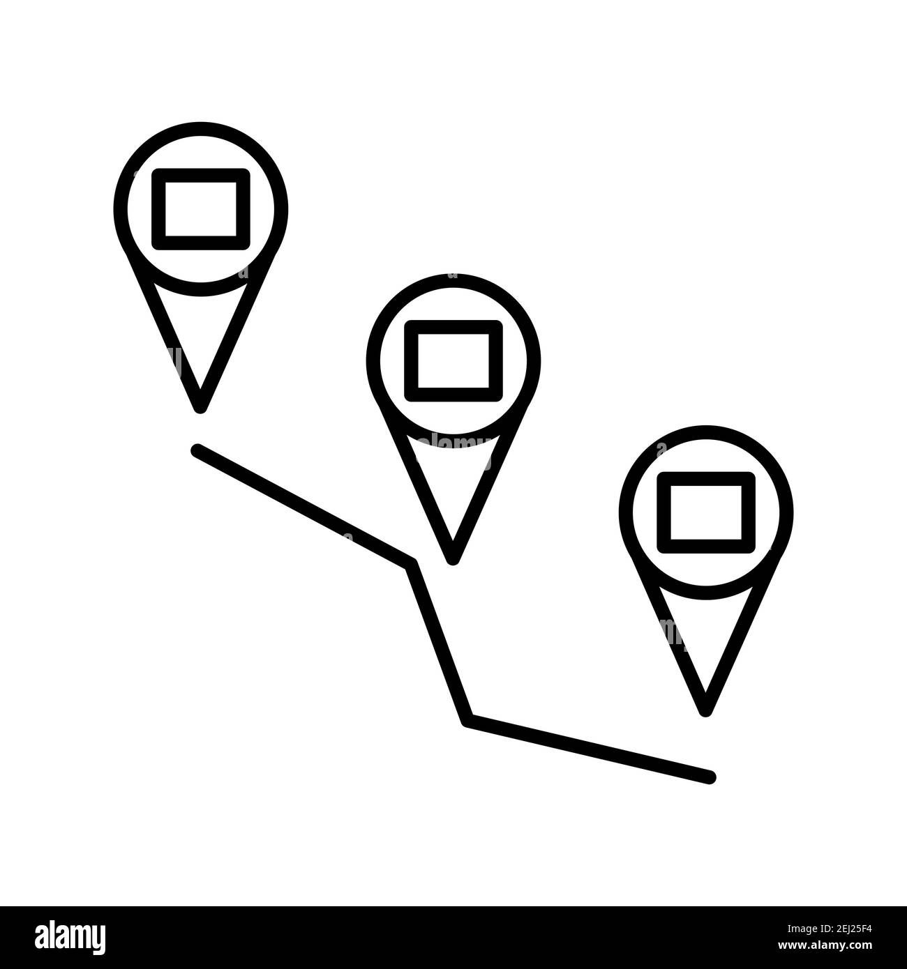 An illustration of reaching destin line vector icon isolated on white ...