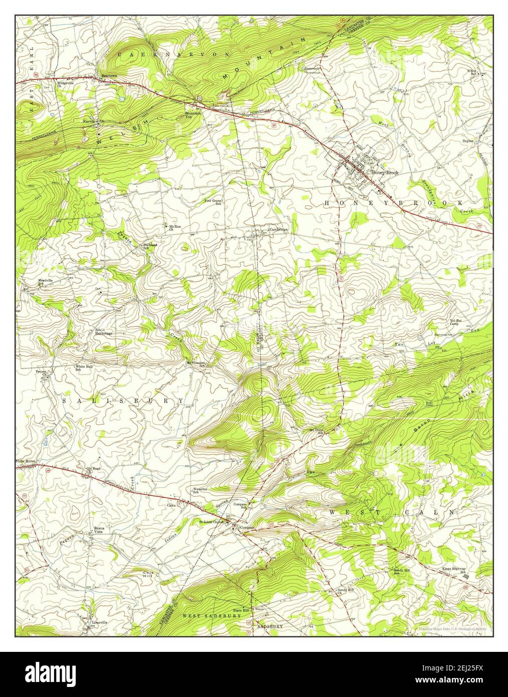 Honey Brook, Pennsylvania, map 1955, 124000, United States of America