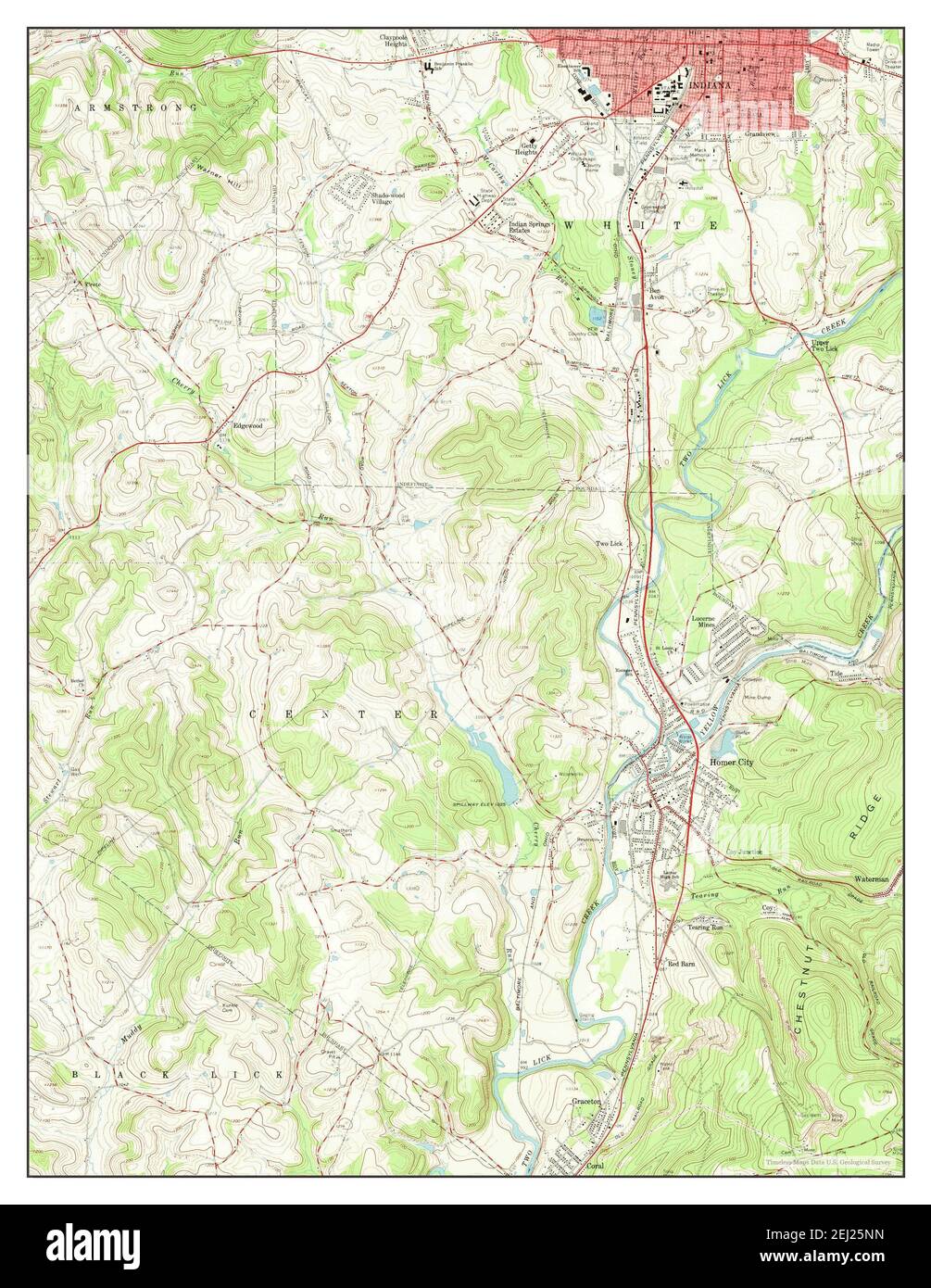 Indiana, Pennsylvania, map 1963, 1:24000, United States of America by Timeless Maps, data U.S. Geological Survey Stock Photo