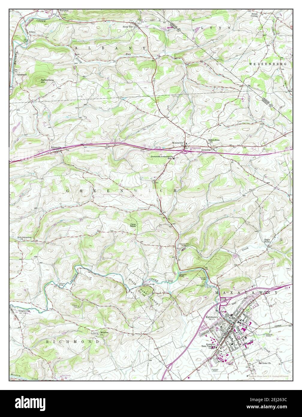 Kutztown, Pennsylvania, map 1956, 124000, United States of America by