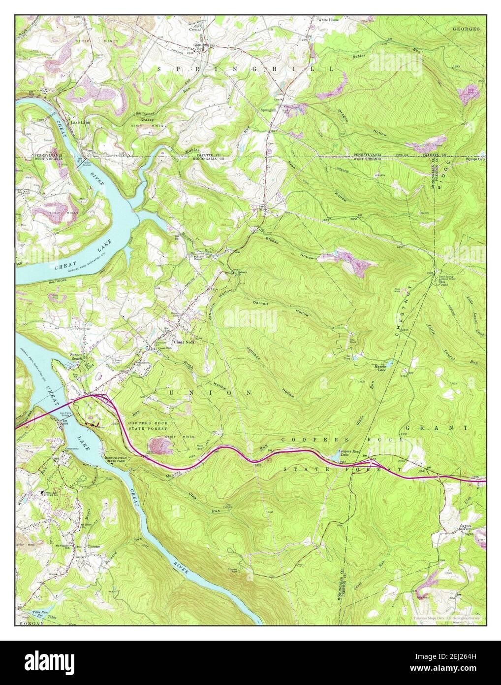 Lake Lynn, Pennsylvania, map 1960, 124000, United States of America by