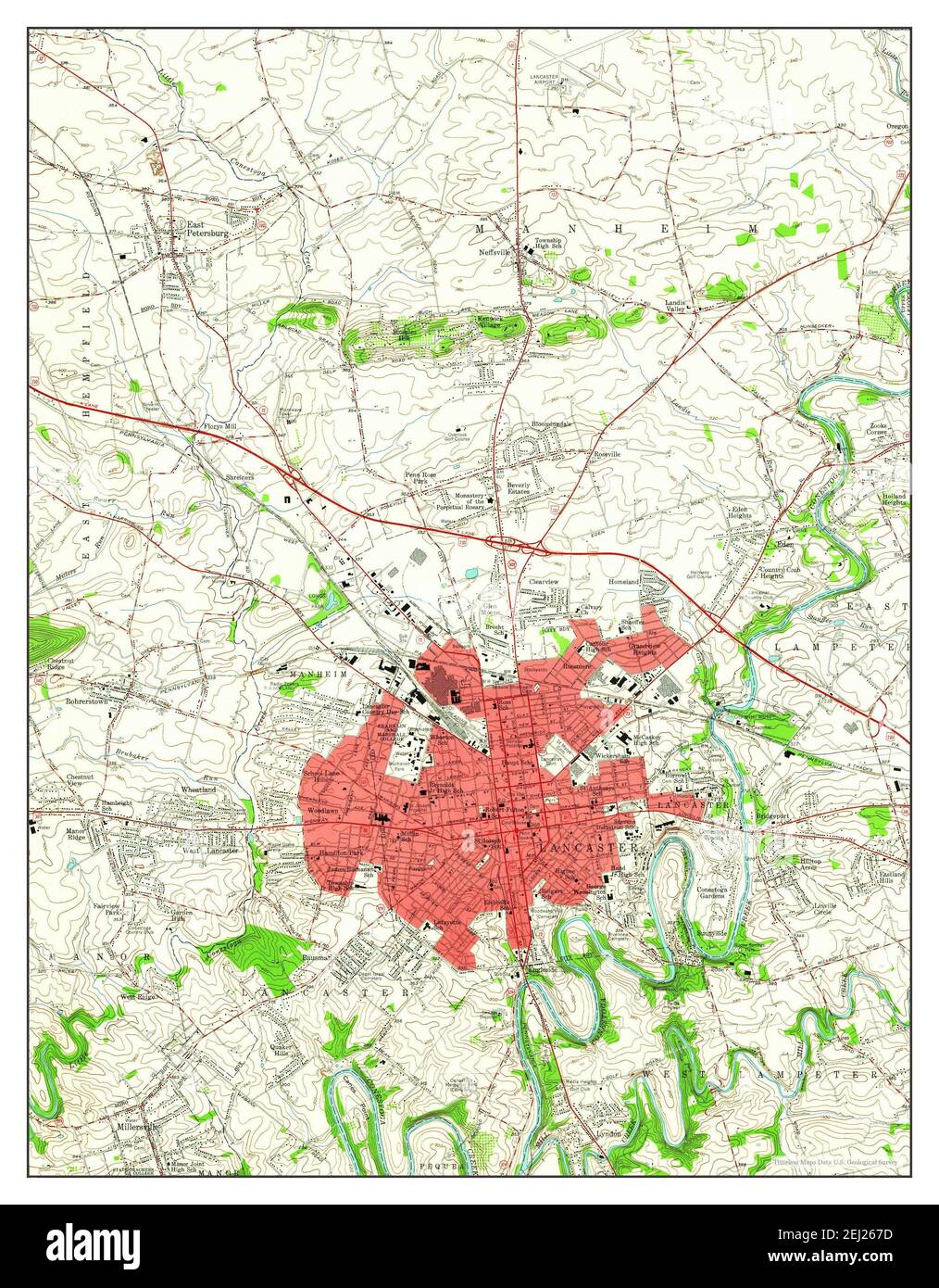 Lancaster, Pennsylvania, map 1956, 124000, United States of America by