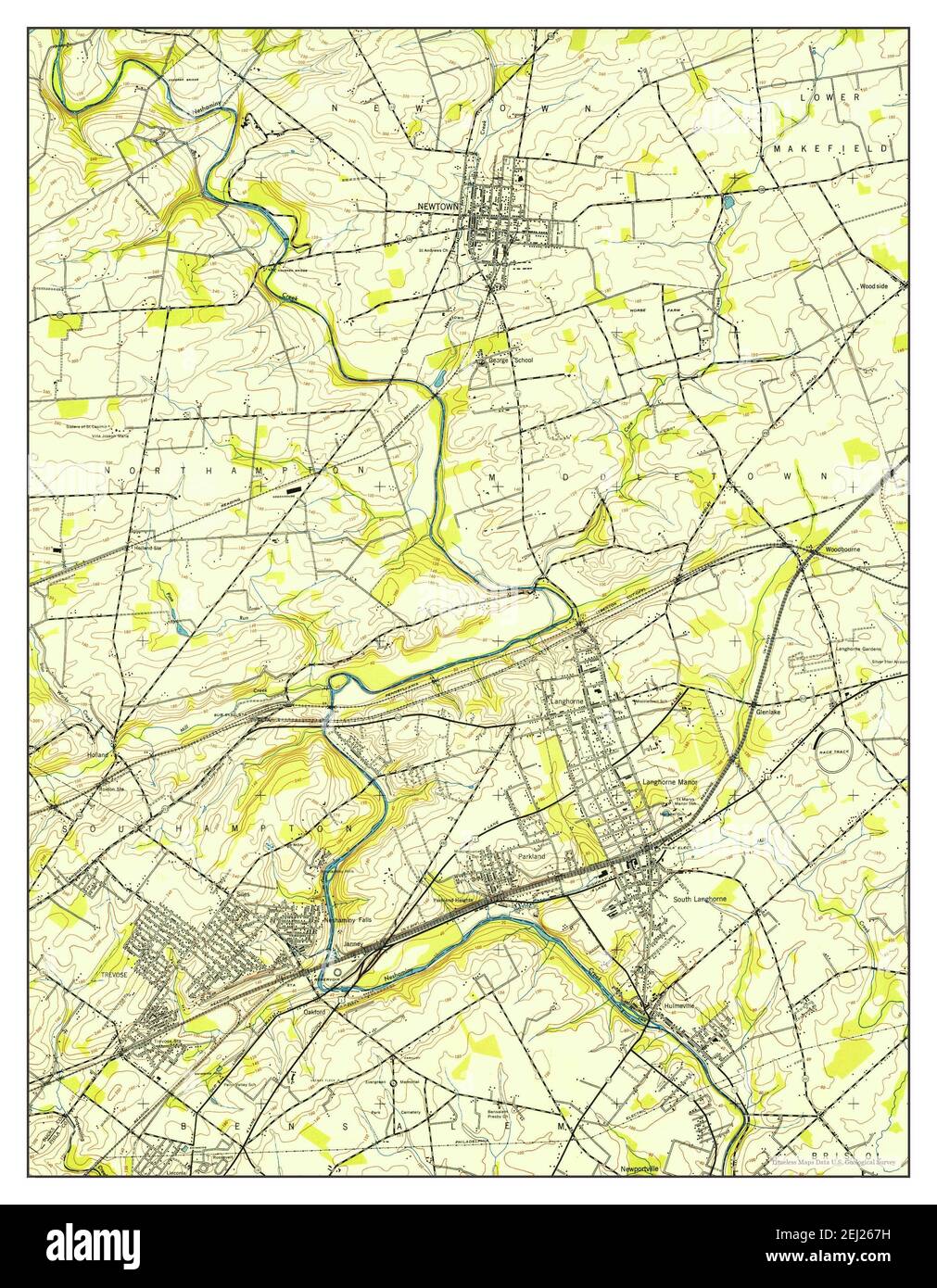 Langhorne, Pennsylvania, map 1947, 1:24000, United States of America by Timeless Maps, data U.S. Geological Survey Stock Photo