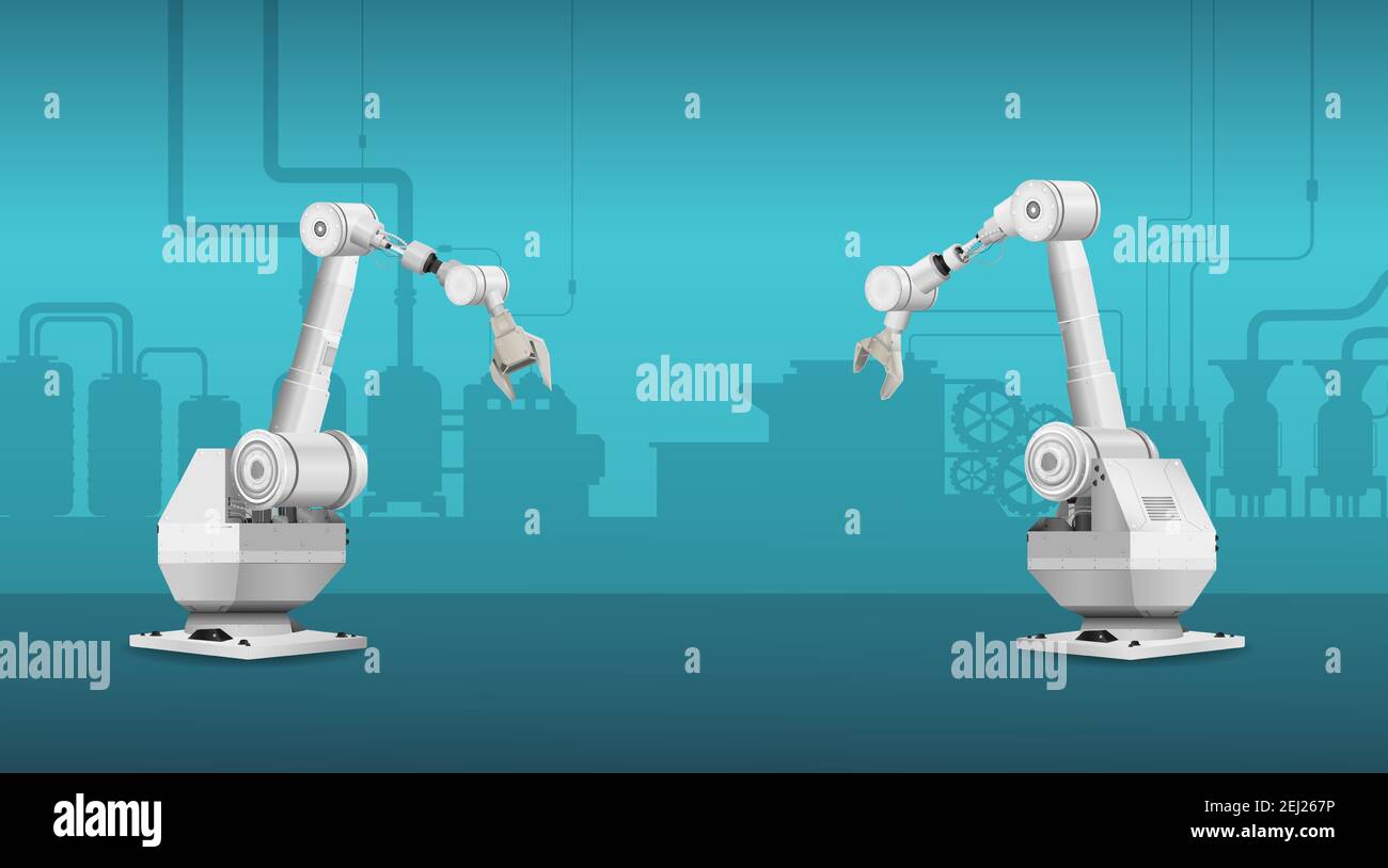White robot arms on white background vector illustration Stock Vector
