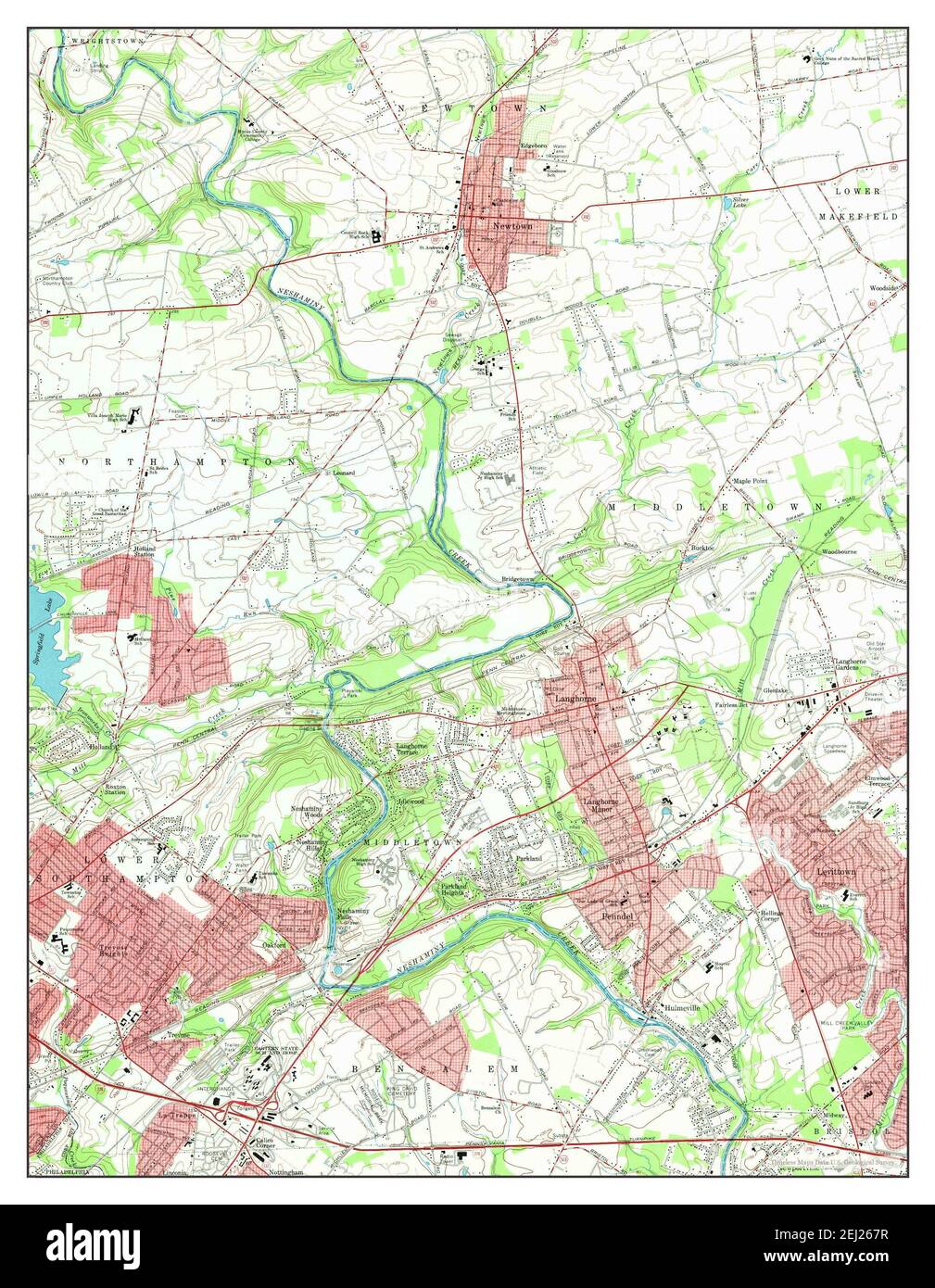 Langhorne, Pennsylvania, map 1966, 1:24000, United States of America by Timeless Maps, data U.S. Geological Survey Stock Photo
