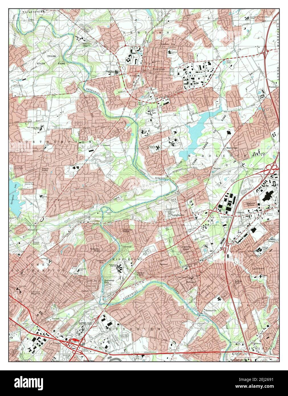 Langhorne, Pennsylvania, map 1993, 1:24000, United States of America by Timeless Maps, data U.S. Geological Survey Stock Photo