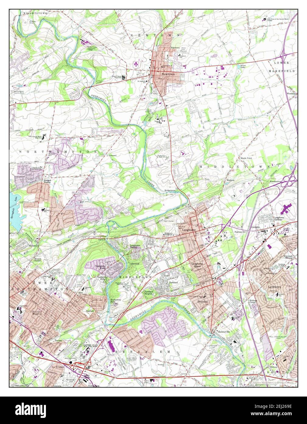 Langhorne, Pennsylvania, map 1966, 1:24000, United States of America by Timeless Maps, data U.S. Geological Survey Stock Photo