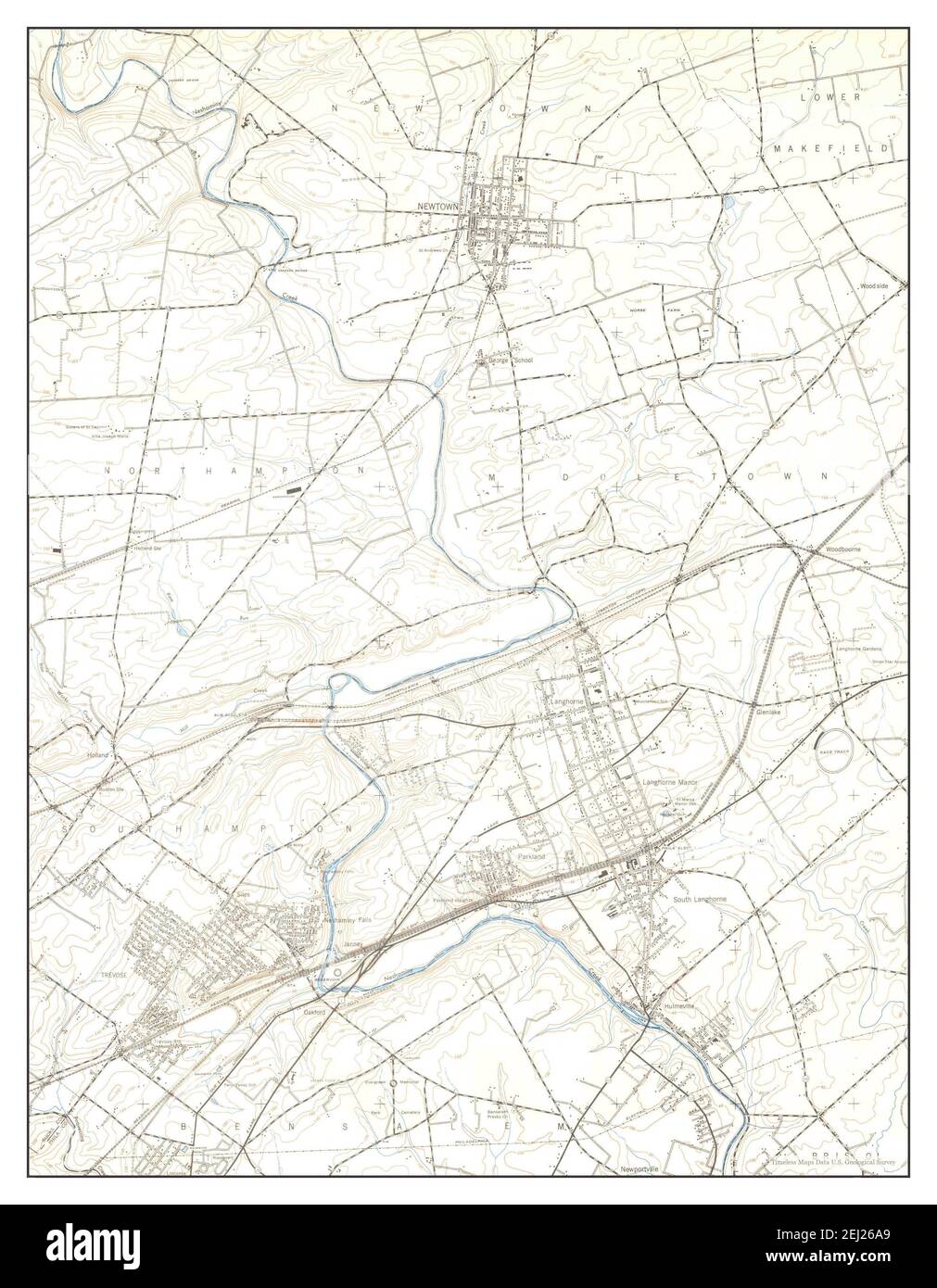 Langhorne, Pennsylvania, map 1944, 1:24000, United States of America by Timeless Maps, data U.S. Geological Survey Stock Photo
