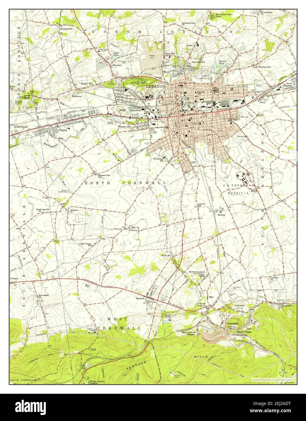 Map of lebanon pennsylvania hi-res stock photography and images - Alamy