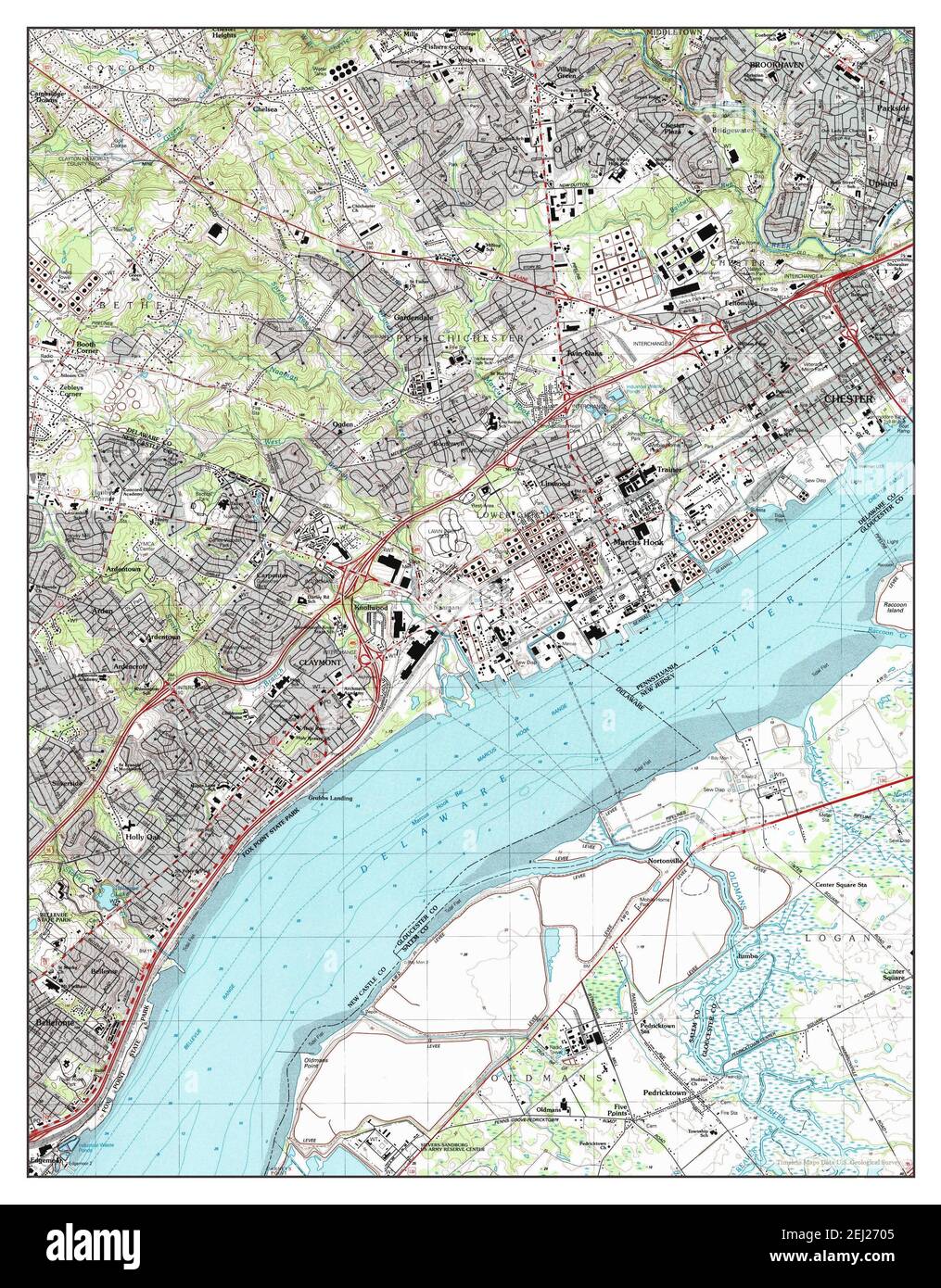 Marcus Hook, Pennsylvania, map 1993, 124000, United States of America