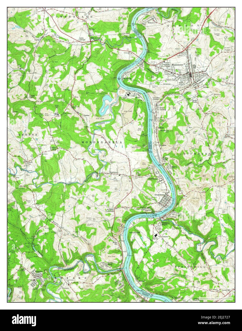 Masontown, Pennsylvania, map 1964, 124000, United States of America by