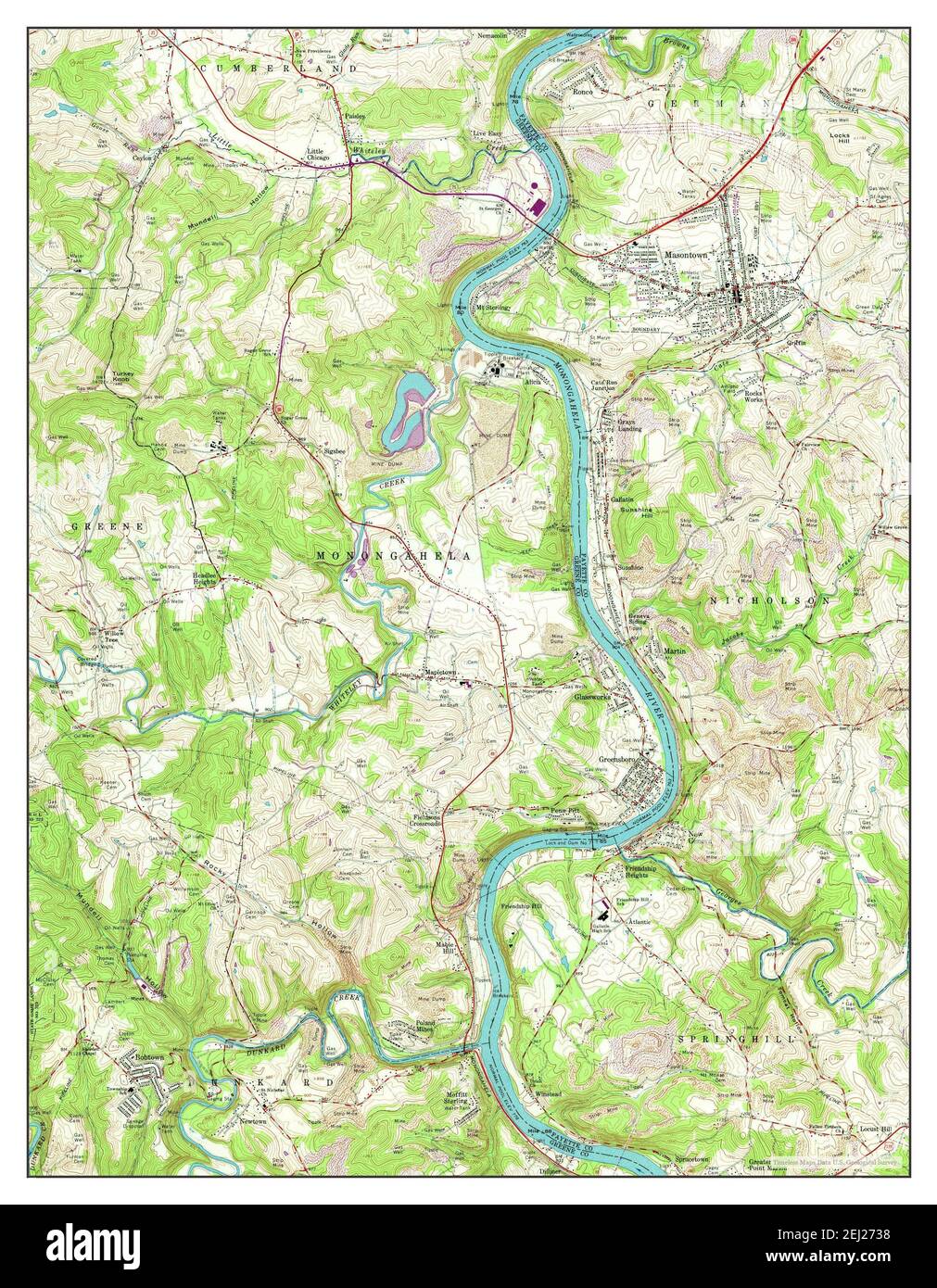 Masontown, Pennsylvania, map 1964, 124000, United States of America by