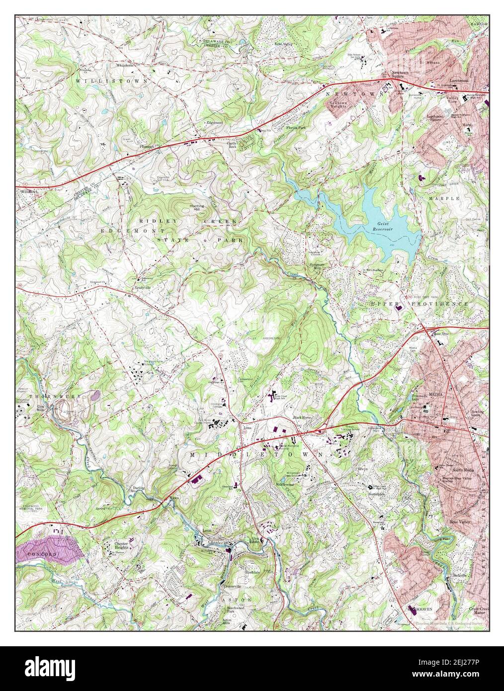 Media, Pennsylvania, map 1966, 124000, United States of America by