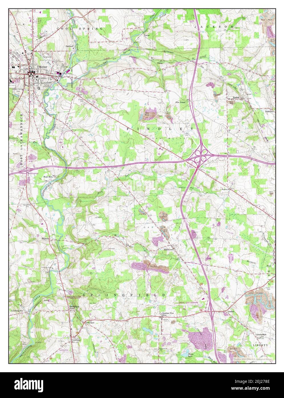 Mercer, Pennsylvania, map 1961, 1:24000, United States of America by Timeless Maps, data U.S. Geological Survey Stock Photo