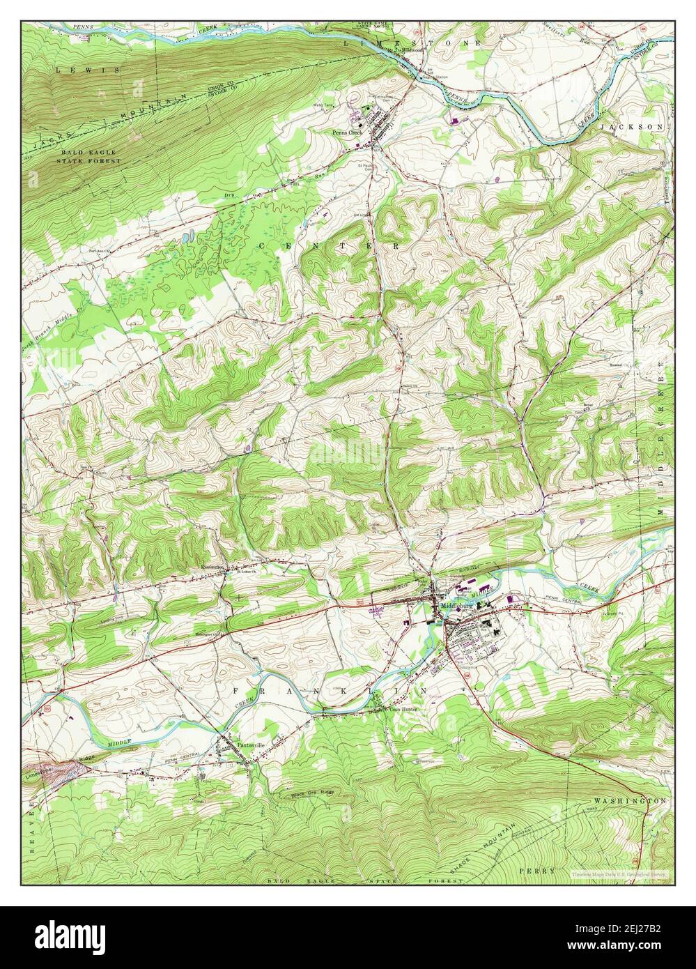 Middleburg, Pennsylvania, map 1965, 124000, United States of America