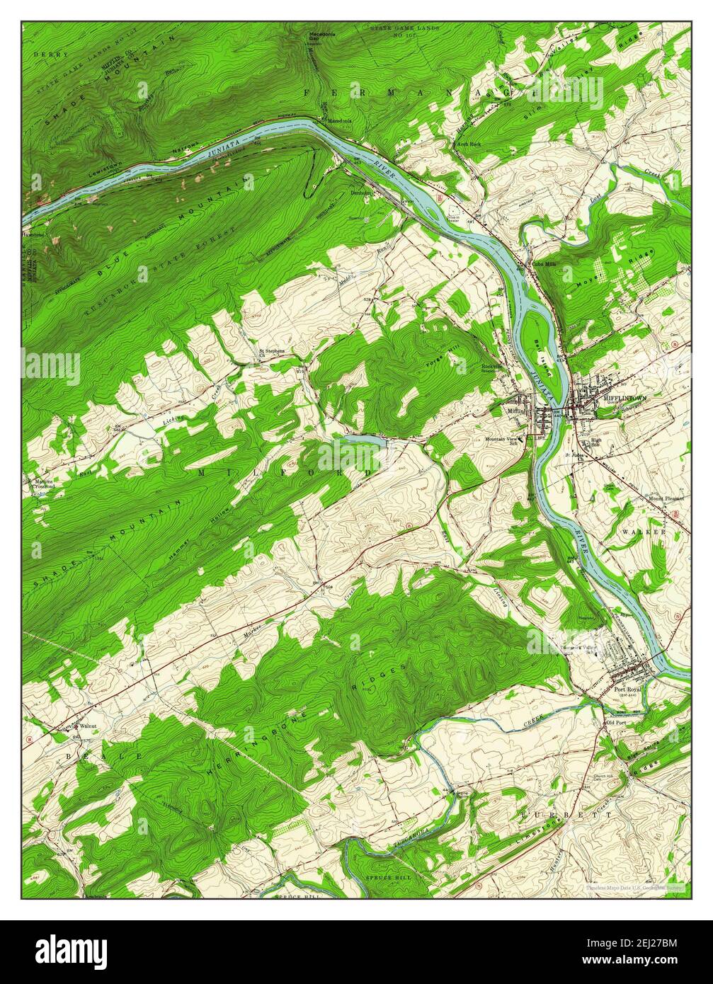 Mifflintown, Pennsylvania, map 1959, 1:24000, United States of America by Timeless Maps, data U.S. Geological Survey Stock Photo