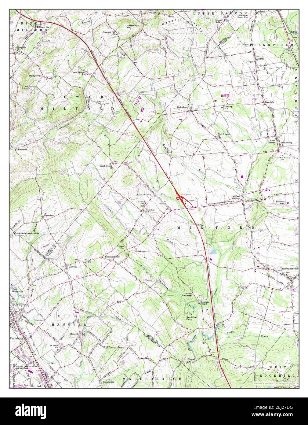 Milford Square, Pennsylvania, map 1992, 124000, United States of America by Timeless Maps, data