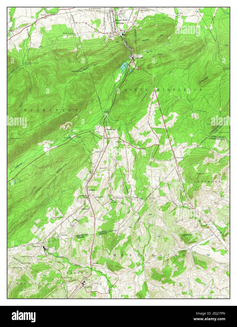 Mount Holly Springs, Pennsylvania, map 1952, 124000, United States of