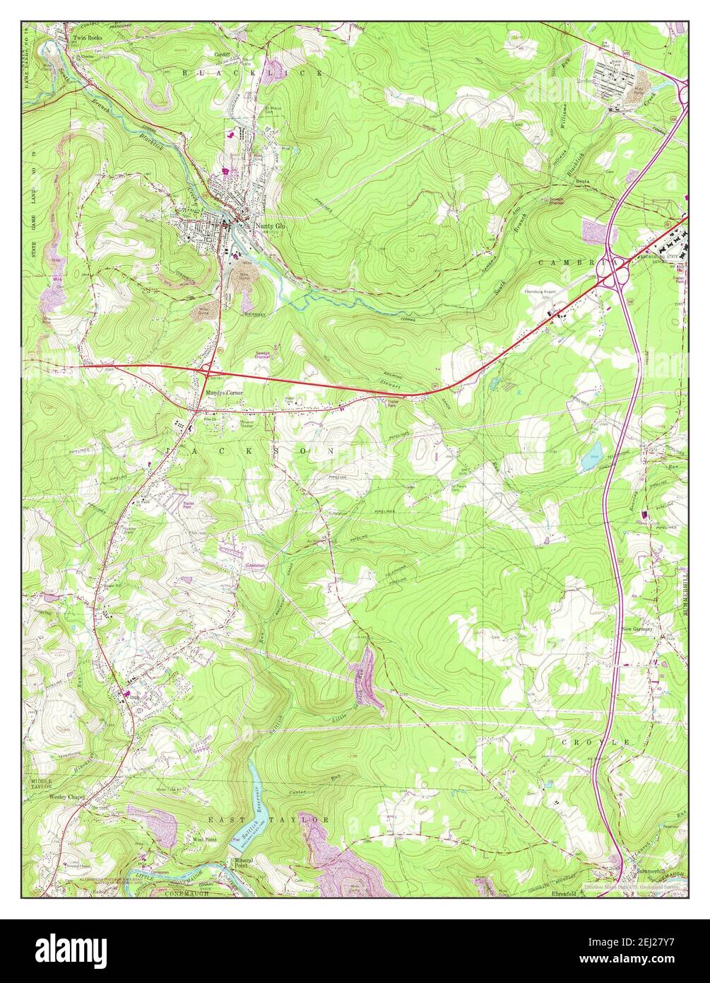 Nanty Glo, Pennsylvania, map 1964, 124000, United States of America by
