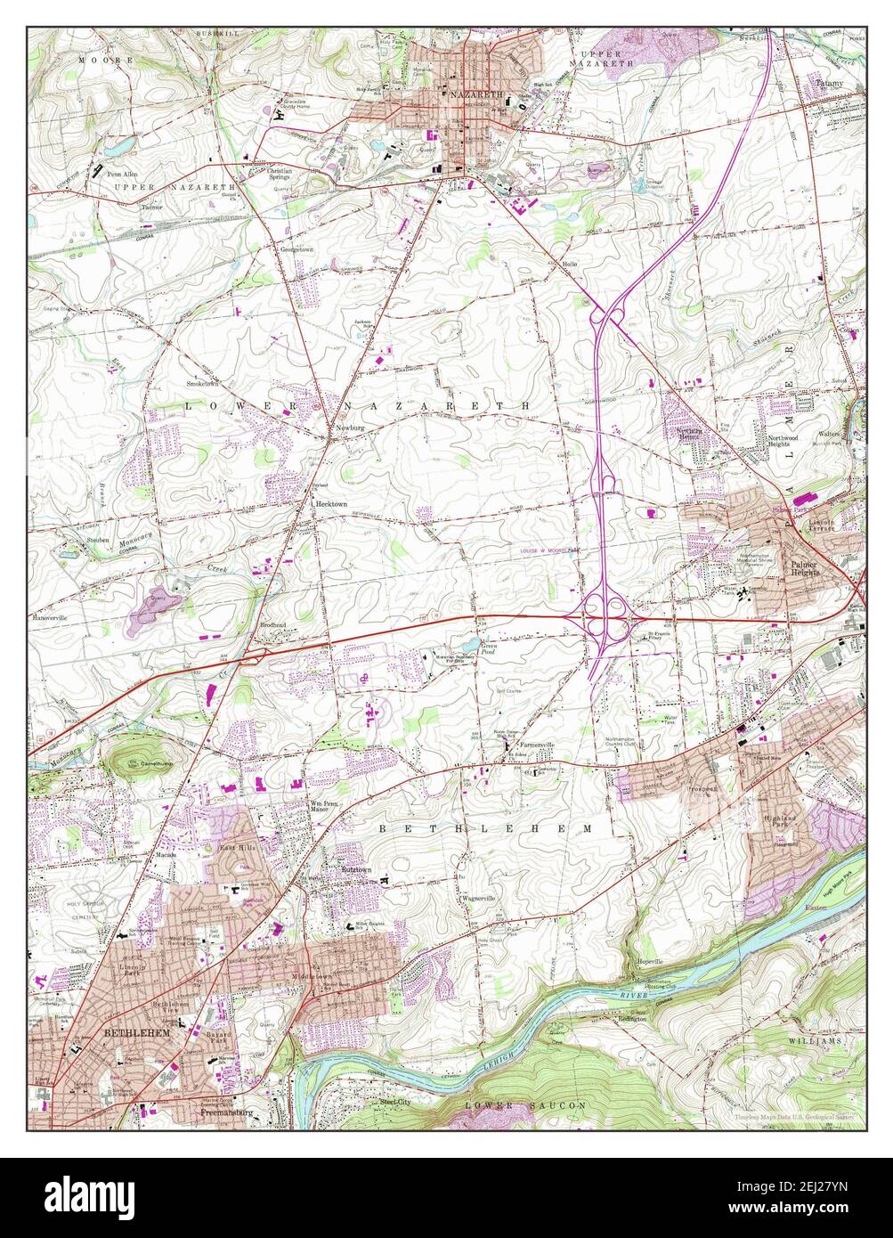 Nazareth, Pennsylvania, map 1964, 124000, United States of America by