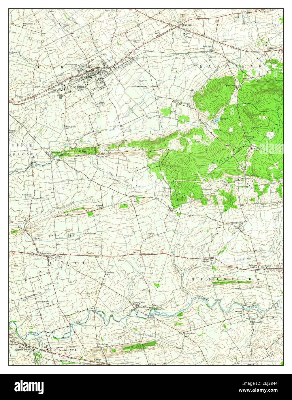 New Holland, Pennsylvania, map 1956, 124000, United States of America