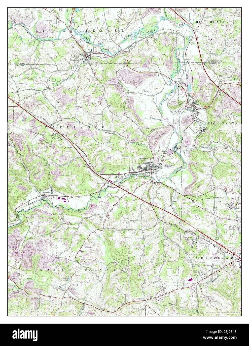 New Galilee, Pennsylvania, map 1957, 124000, United States of America