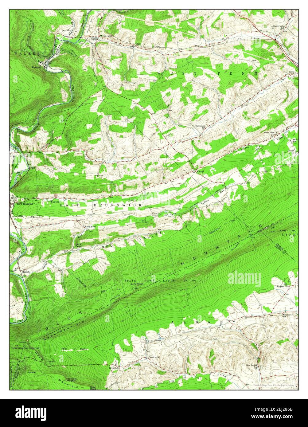 New Ringgold, Pennsylvania, map 1956, 124000, United States of America