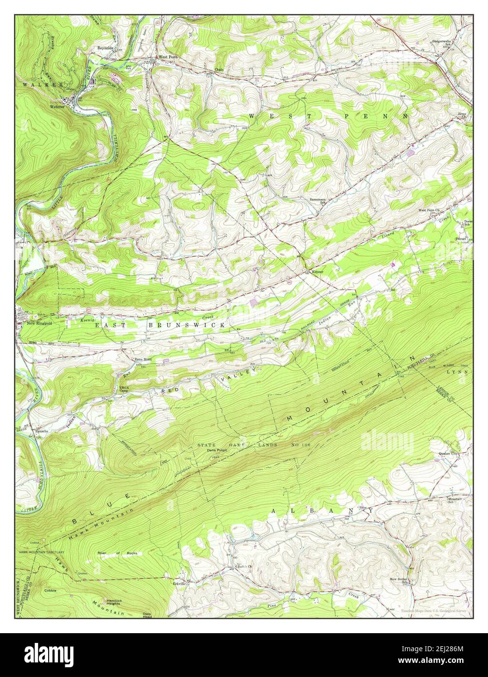 New Ringgold, Pennsylvania, map 1956, 124000, United States of America