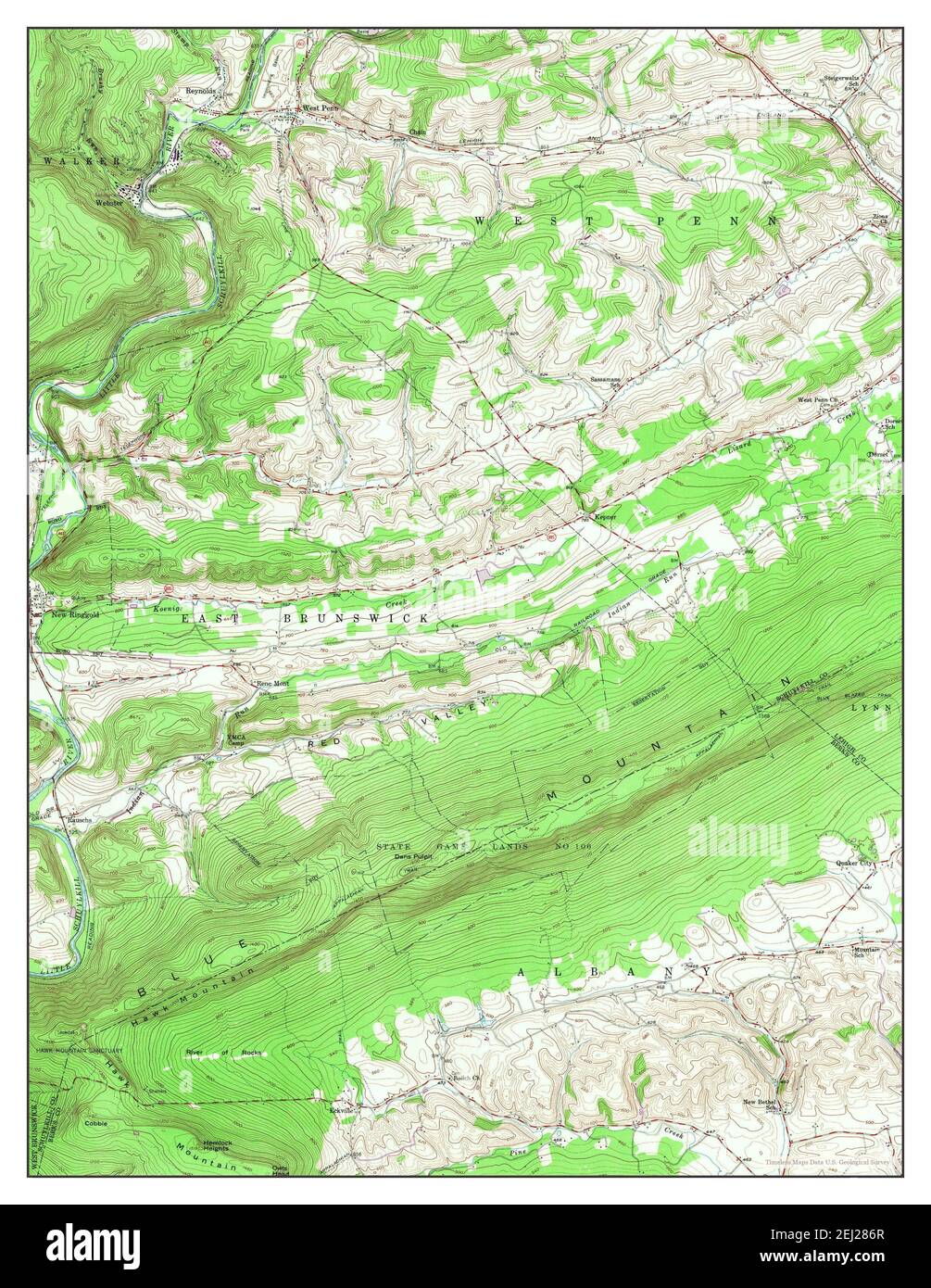 New Ringgold, Pennsylvania, map 1956, 124000, United States of America