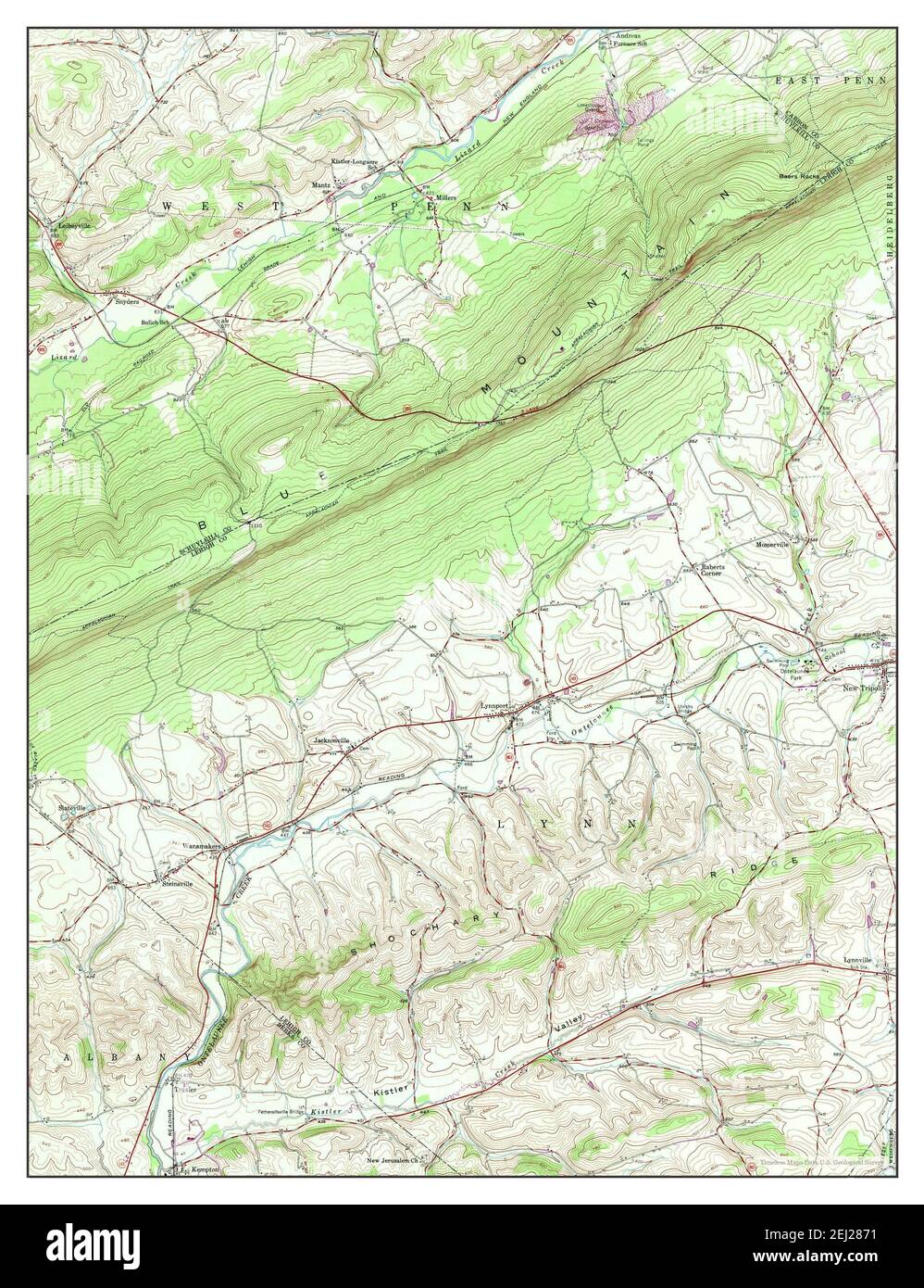 New Tripoli, Pennsylvania, map 1956, 1:24000, United States of America by Timeless Maps, data U.S. Geological Survey Stock Photo